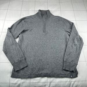 The North Face Sweater Mens Medium Gray 1/2 Zip Cotton Wool Blend Knit Hiking